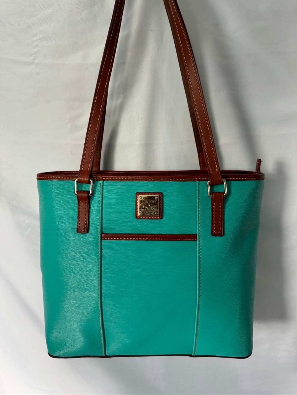 Dooney & Bourke Teal Leather Lexington Tote Bag with Matching Coin Purse EUC - Picture 5 of 13